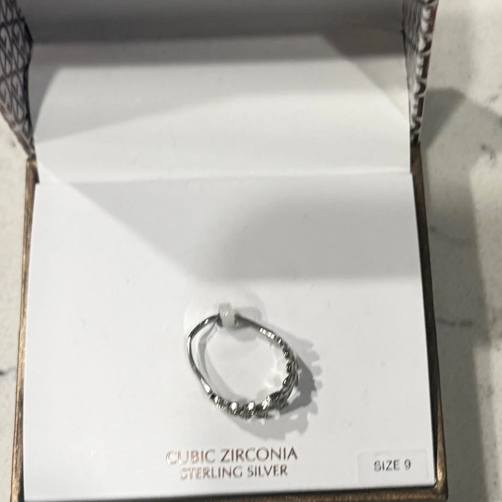 Giani Bernini Cubic Zirconia Vine Ring in Sterling  Silver Leaf Design Ring 9